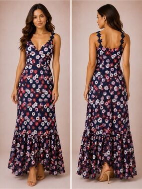 Monique Lhuillier | Dresses | Ml Monique Lhuillier Satin Satin Charmeuse Pleated  Gown Maxi Dress In Size 6 | Poshmark
